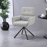 Scaun living rotativ gri deschis din textil si metal Serena